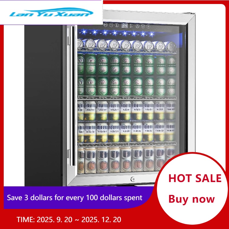 Wine Beer Fridge Under Counter - Beverage Refrigerator 24Inch 180 Can Built-in